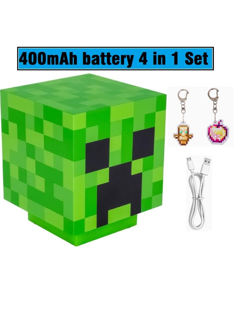 Creeper Desk Light with Handheld Night Light for Kids Room or Gamer Decor 400mAh battery with charge cable with 2 Keychains - Image 1